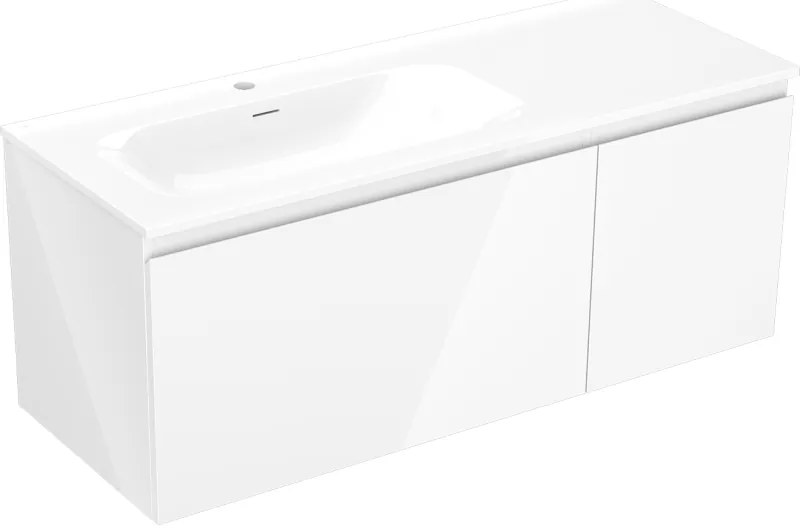 Mexen Orio szafka łazienkowa 120 cm z umywalką Vela lewą, 1S, 1D, biała połysk - 91A13-12047-3-BBFF00-W23L00