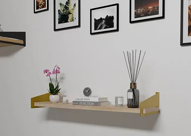 Półka ścienna glamour na książki złoty + dąb sonoma L4-C07