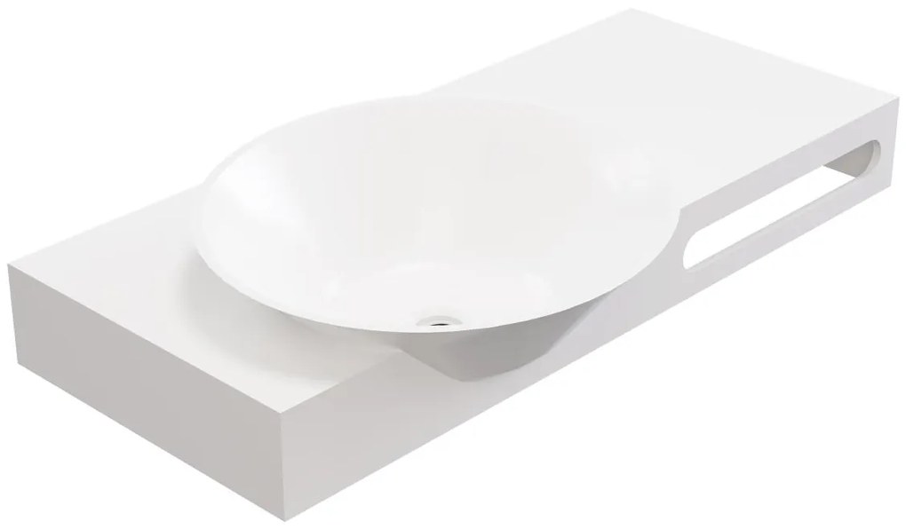 Umywalka wisząca z litą powierzchnią z wieszakiem na ręczniki – Biała – Szer. 100 x Głęb. 54 x Wys. 20 cm – YUMIKO