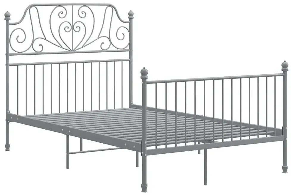Szare metalowe łóżko z zagłówkiem 120x200 cm - Hadson