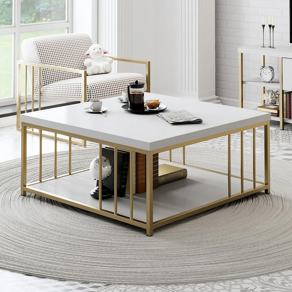 Stolik konferencyjny Zenn White and Gold