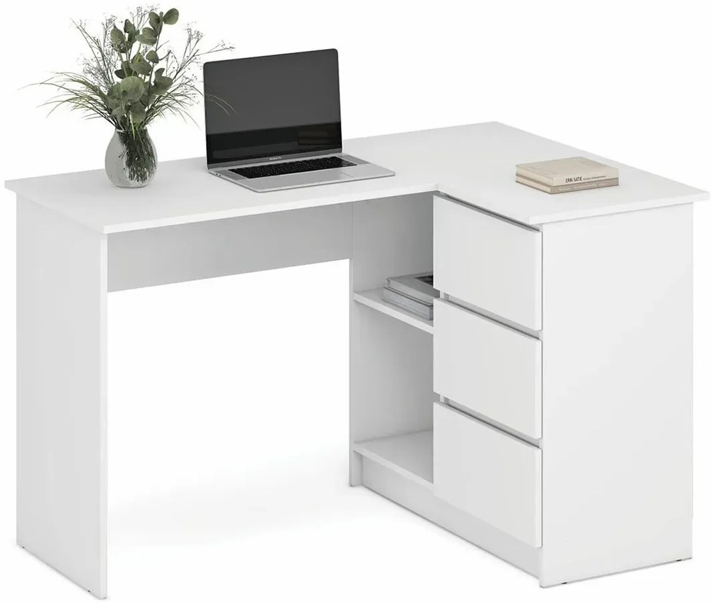 Białe klasyczne biurko narożne S7-L94