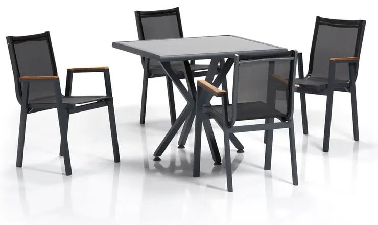 Ciemnoszary aluminiowy zestaw mebli ogrodowych dla 4 osób Samara – Floriane Garden