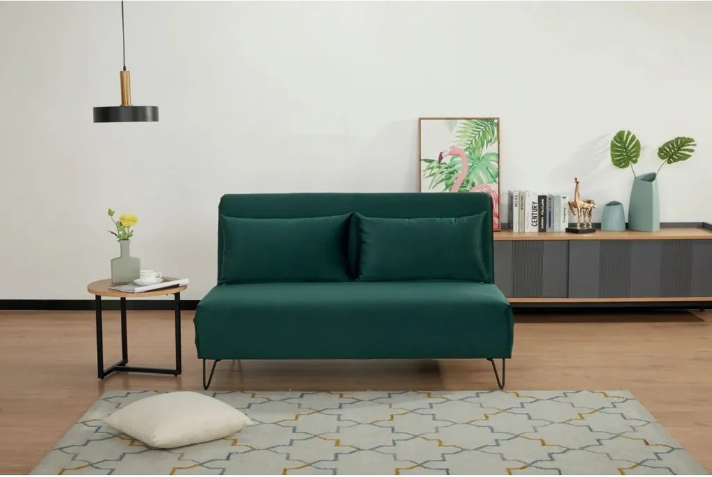 Zielona rozkładana sofa ZENIA VELVET