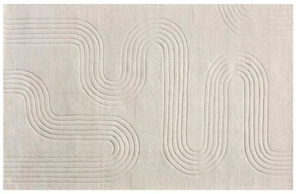 Dywan z wypukłym abstrakcyjnym wzorem ręcznie tuftowany 100% wełny - 160 x 230 cm - Kość słoniowa - LISANDRA