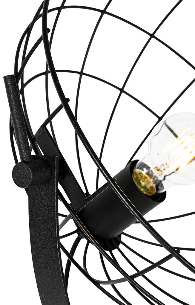 Industrialna lampa podłogowa czarna 35 cm regulowana - HanzePrzemysłowy Oswietlenie wewnetrzne