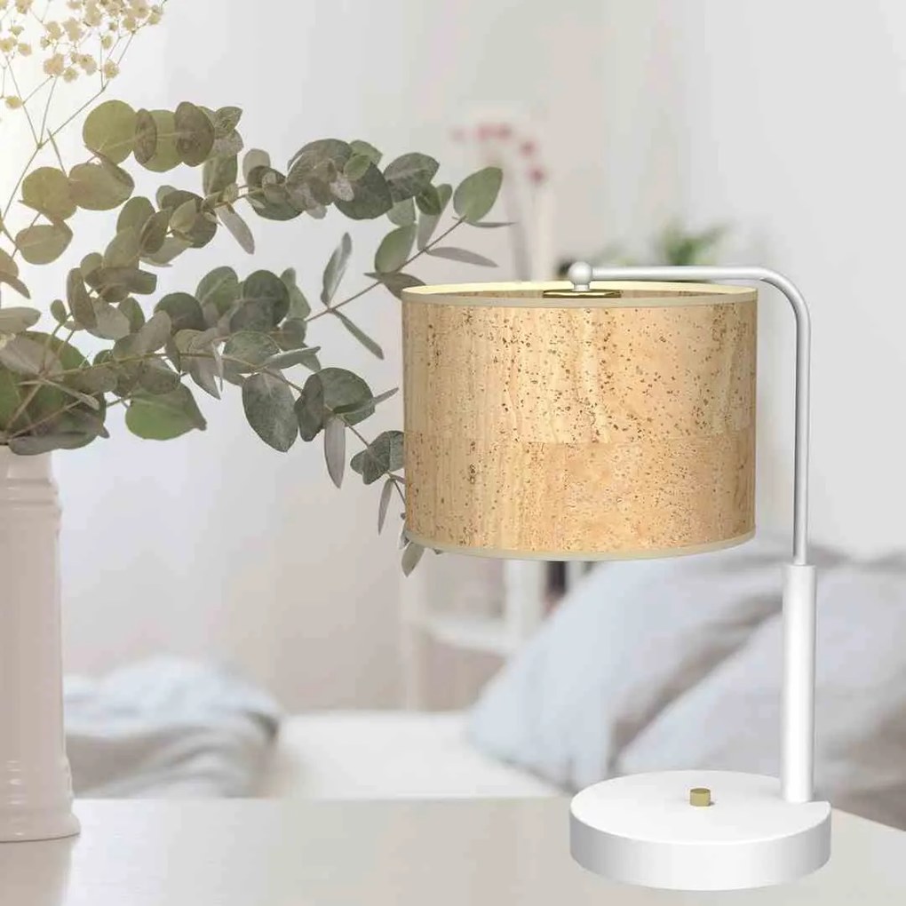 Lampa gabinetowa, na biurko, biurkowa, korek CORK White/Cork 1xE27