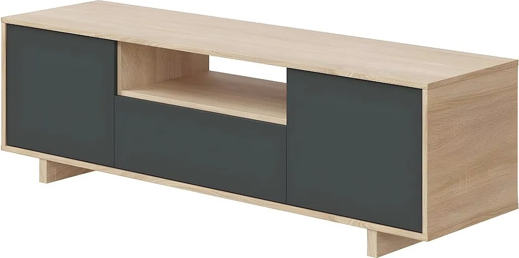 Mebel TV Zaira 3 drzwi + 1 półka na przechowywanie - Styl Design - Drewno - Wyprodukowany w Europie