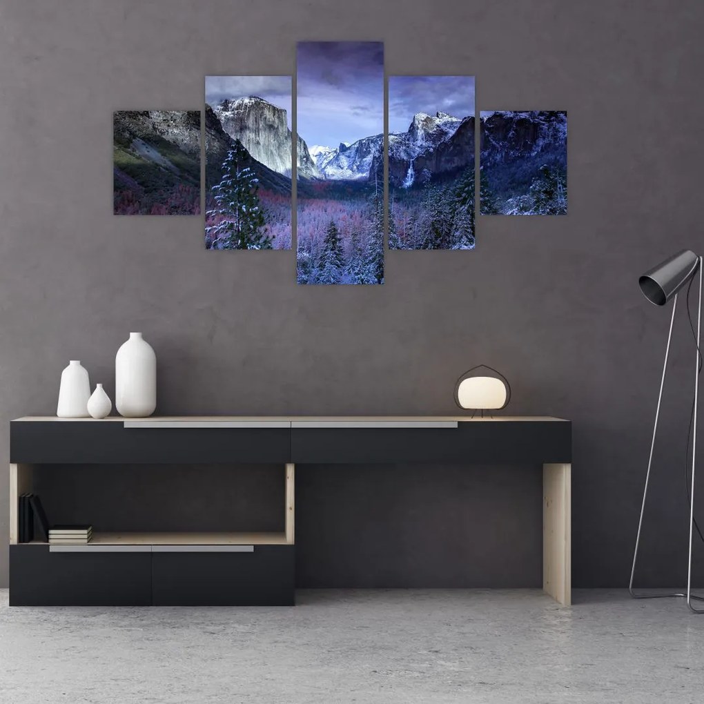 Obraz zimowego górskiego krajobrazu (125x70 cm)
