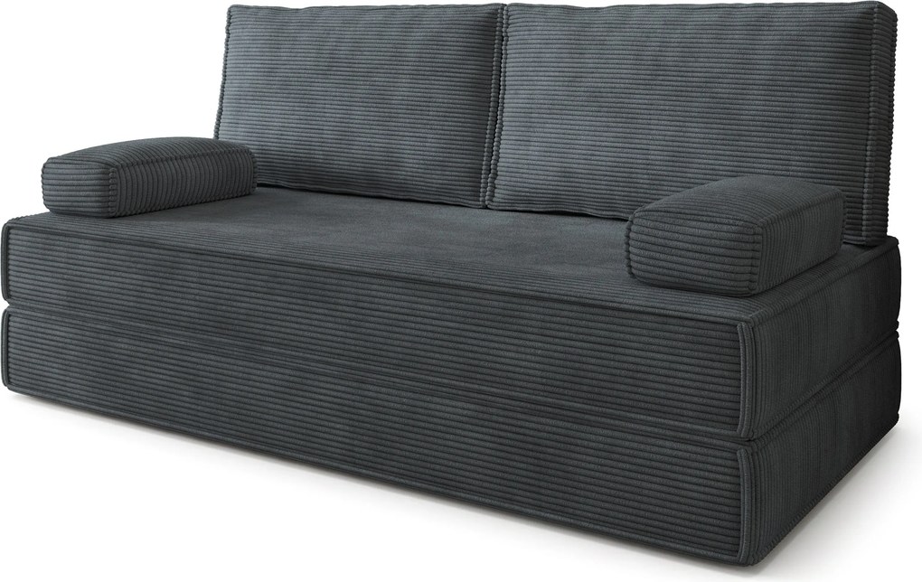 Masseno Sofa piankowa SILAR z funkcją spania, Kanapa z pianki do salonu, Bezmontażowa, Tkanina sztruksowa – Grafitowy POSO 34