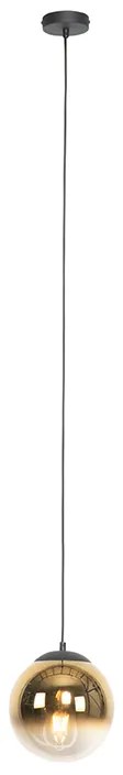 Lampa wisząca w stylu art deco czarna ze złotym szkłem 20 cm - Pallon ArtDeco Oswietlenie wewnetrzne