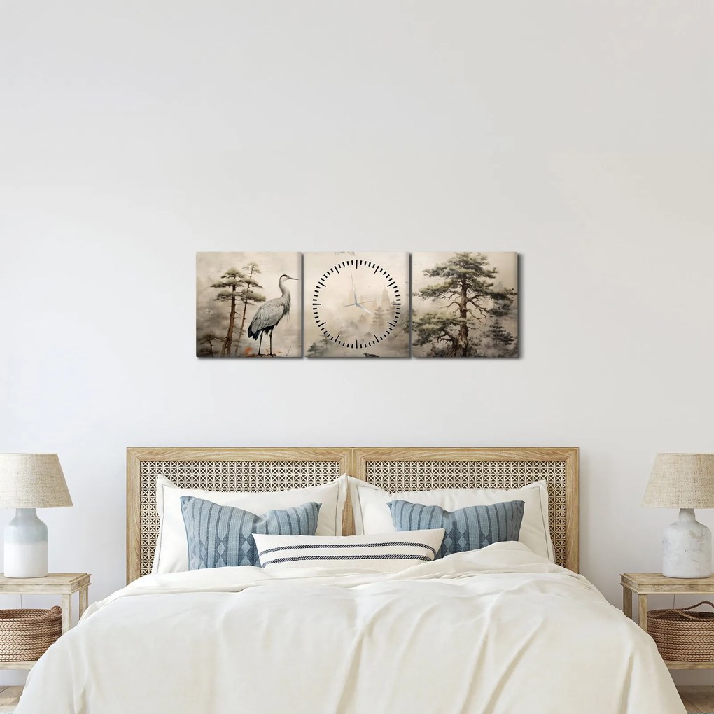 Obraz - Krajobraz z kreskówki (z zegarem) (90x30 cm)