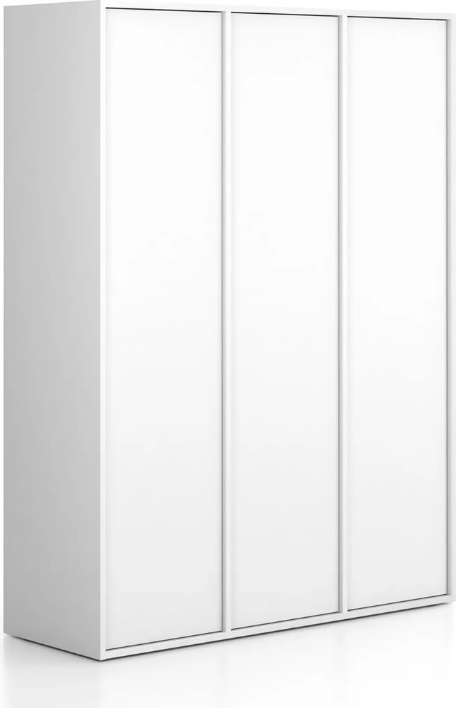 Szafka biurowa FRAME, 3x drzwi, 1299 x 450 x 1735 mm, PUSH-lock, biały