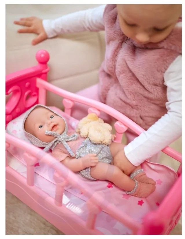 Woopie royal lalka bobas 36 cm w ubranku z misiem akcesoria do karmienia