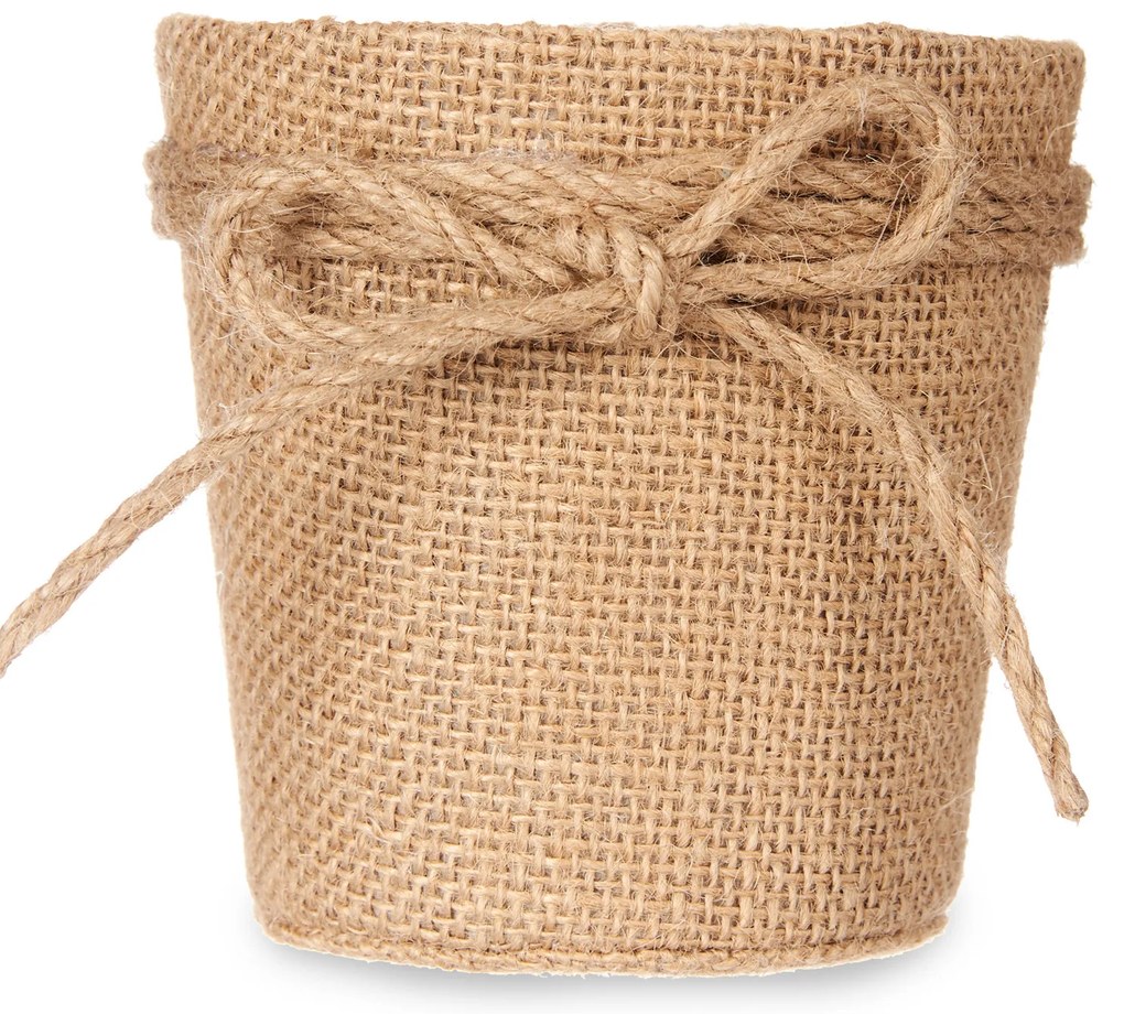 Osłonka na doniczkę pleciona z jutową kokardą, Ø 10 cm