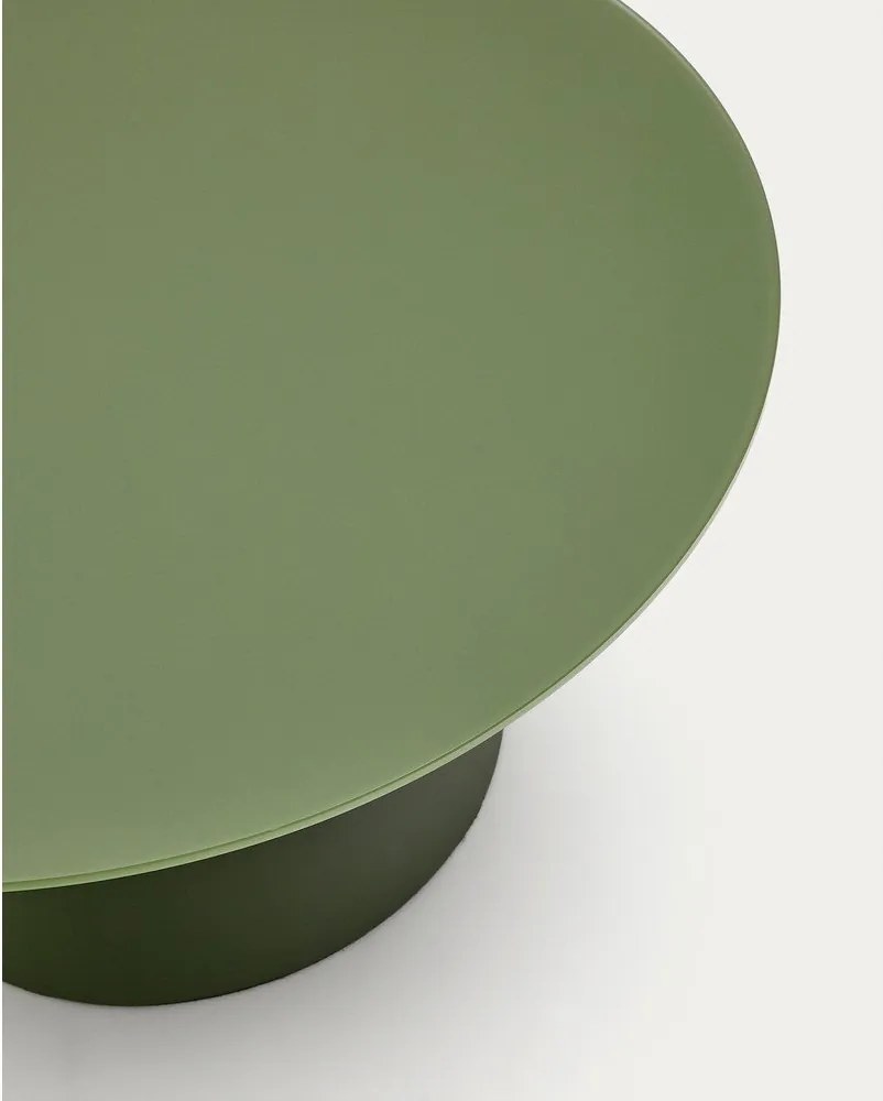 Zielony okrągły stolik ze szklanym blatem ø 80 cm Wilshire – Kave Home