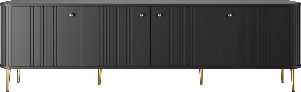 Szafka RTV Vesper 4D 187 cm - czarny / złote nogi