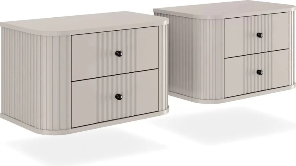 Zestaw szafek nocnych wiszących Vesper 56 cm - kaszmir / czarne uchwyty