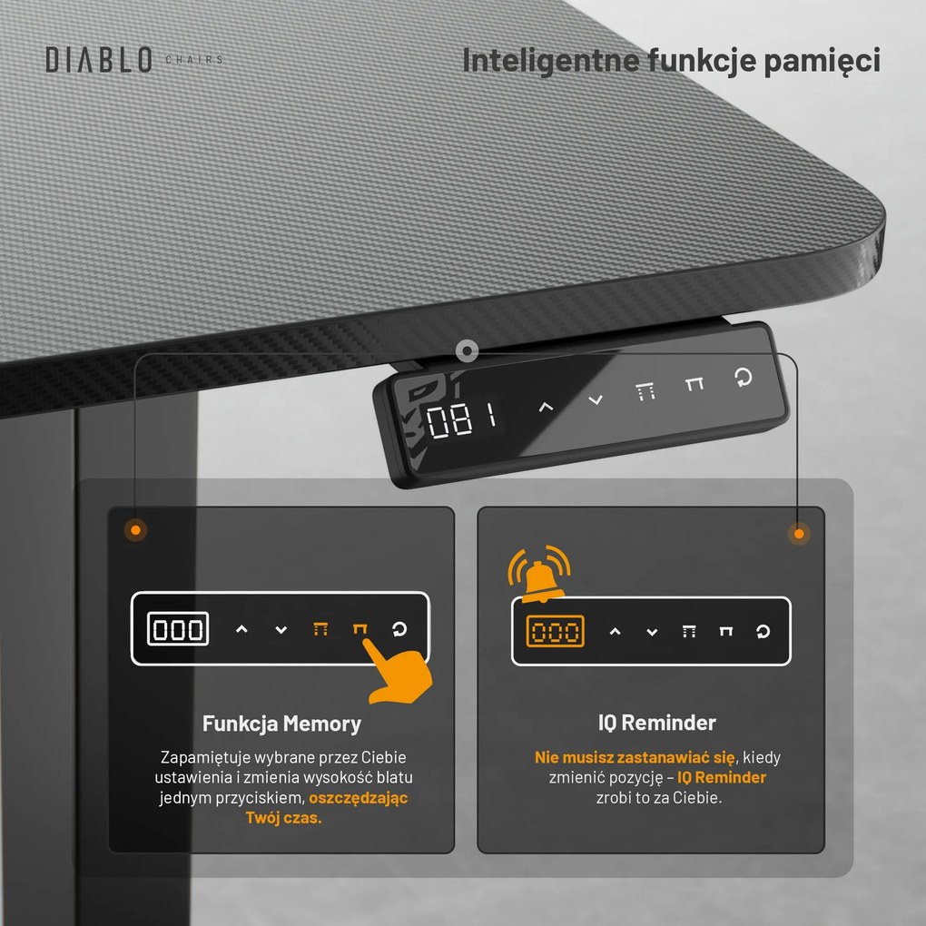 Biurko z regulacją wysokości Diablo X-TENSIO 1400 czarne