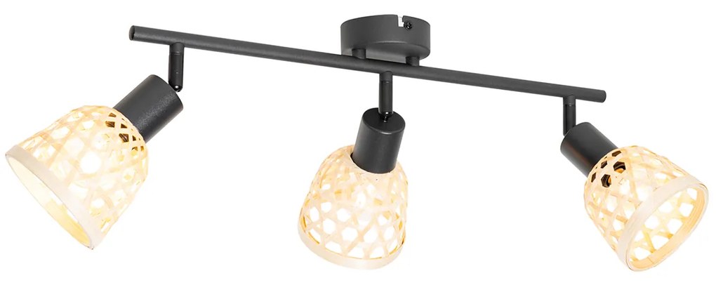 Orientalny reflektor czarny z bambusem 3-światła - Rayan