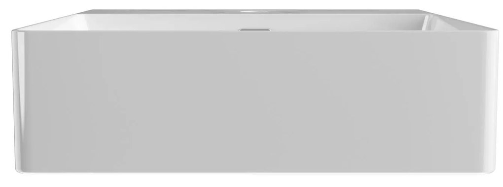 Umywalka nablatowa / wisząca kwadratowa biała z otworem i z półką na mydło 42 x 42 cm SANYA z cienkim rantem typu Slim