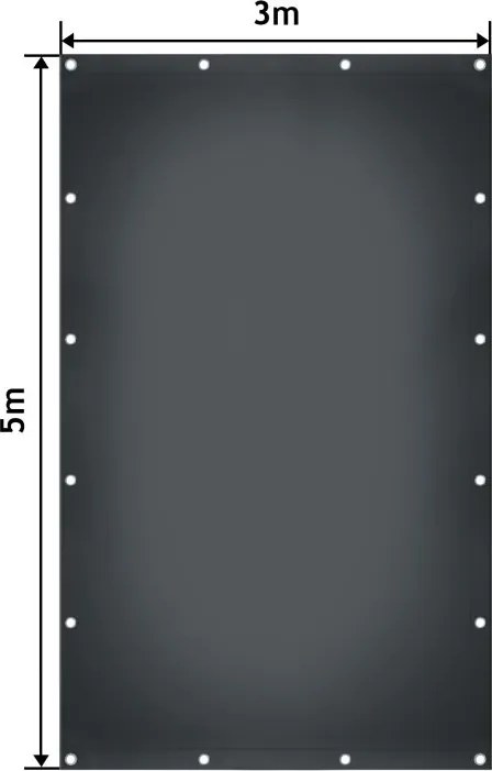 Plandeka JAGO 650 g/m², aluminiowe oczka, antracyt, 3x5 m