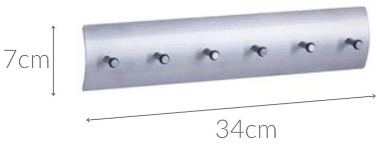 Wieszak na klucze, 6 haczyków, aluminium, ZELLER