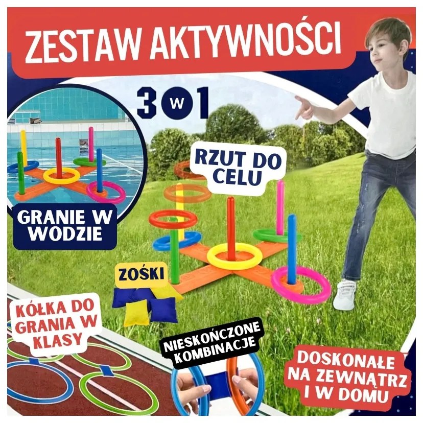 Woopie zestaw 3w1 serso gra w klasy cornhole rzut do celu woreczkami