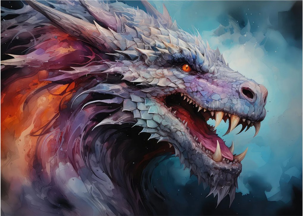 Obraz na szkle - Ilustracja przedstawiająca smoka (70x50 cm)