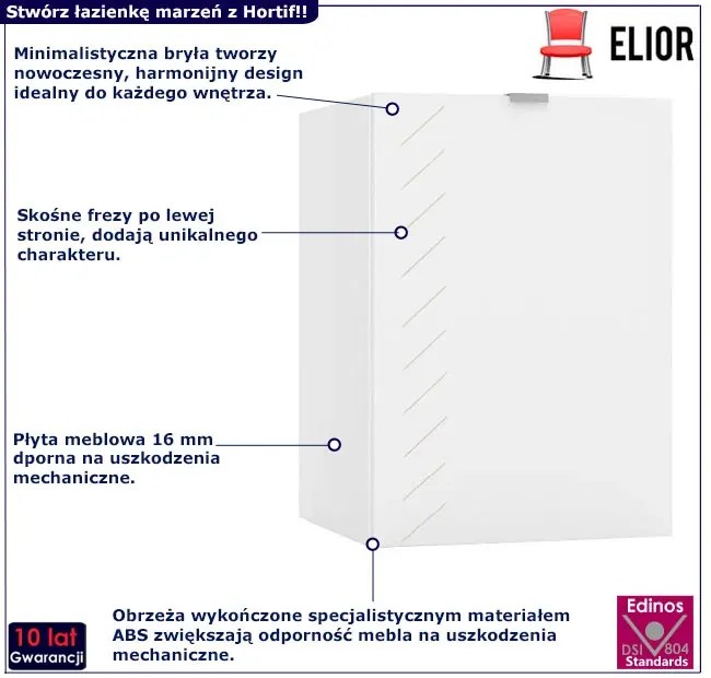 Wąska biała szafka łazienkowa 40 cm - Tiris 8X