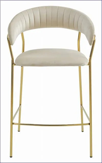 Hoker beżowy z oparciem w stylu glamour B1-F33