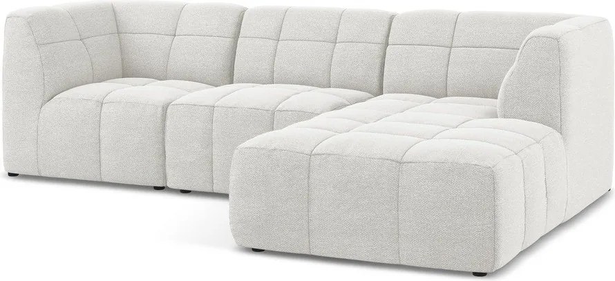 Biały narożnik z materiału bouclé (prawostronny/z szezlongiem) Aloha – Makamii