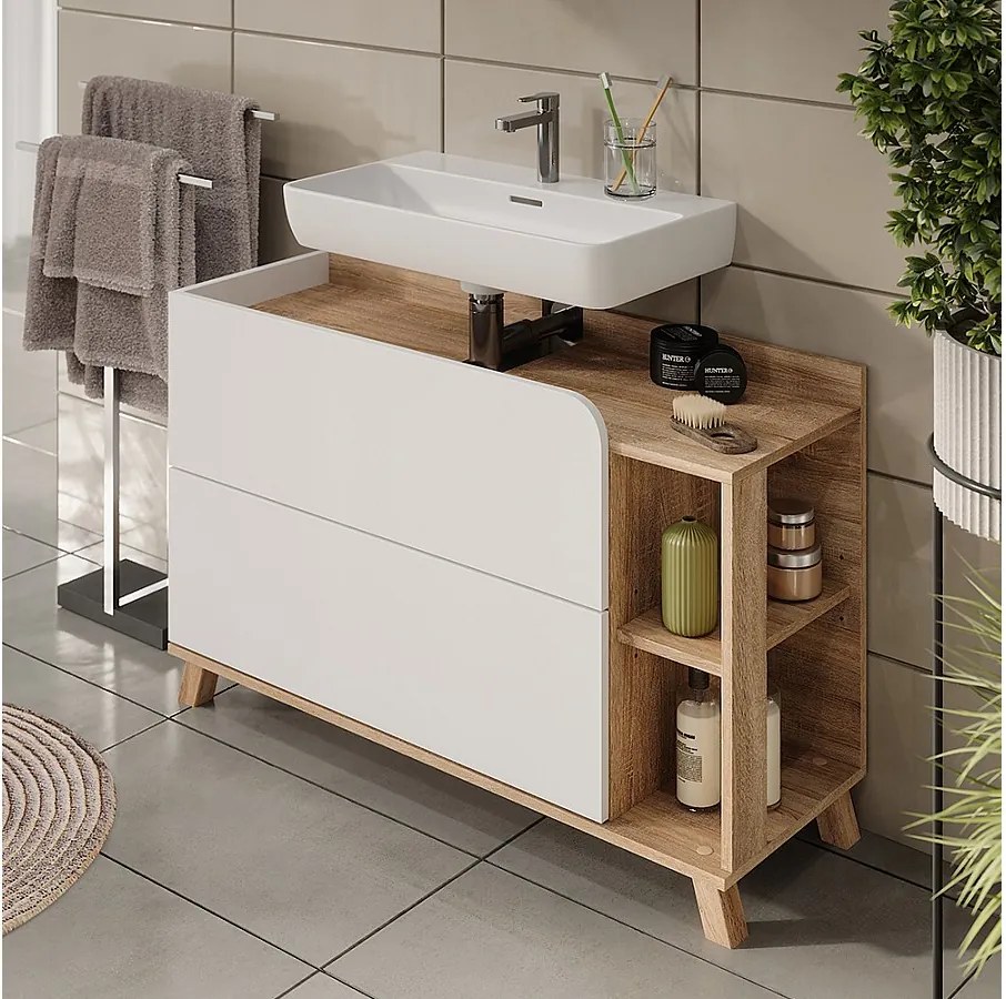 Szafka pod umywalkę sonoma/biały 100x35x65 karen