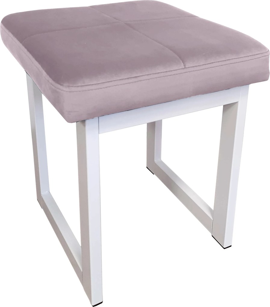 Taboret SOLID tkanina Welur stelaż metalowy STOŁEK LOFT : Kolor Stelaża - Biały, Kolor tkaniny - VELVET - MG55, Typ tkaniny - Velvet, Wysokość - 45 cm