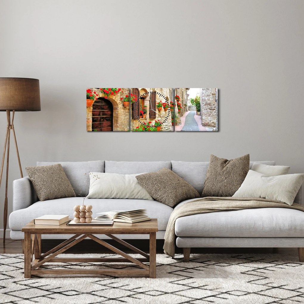 Obraz - Malownicza włoska aleja (z zegarem) (90x30 cm)