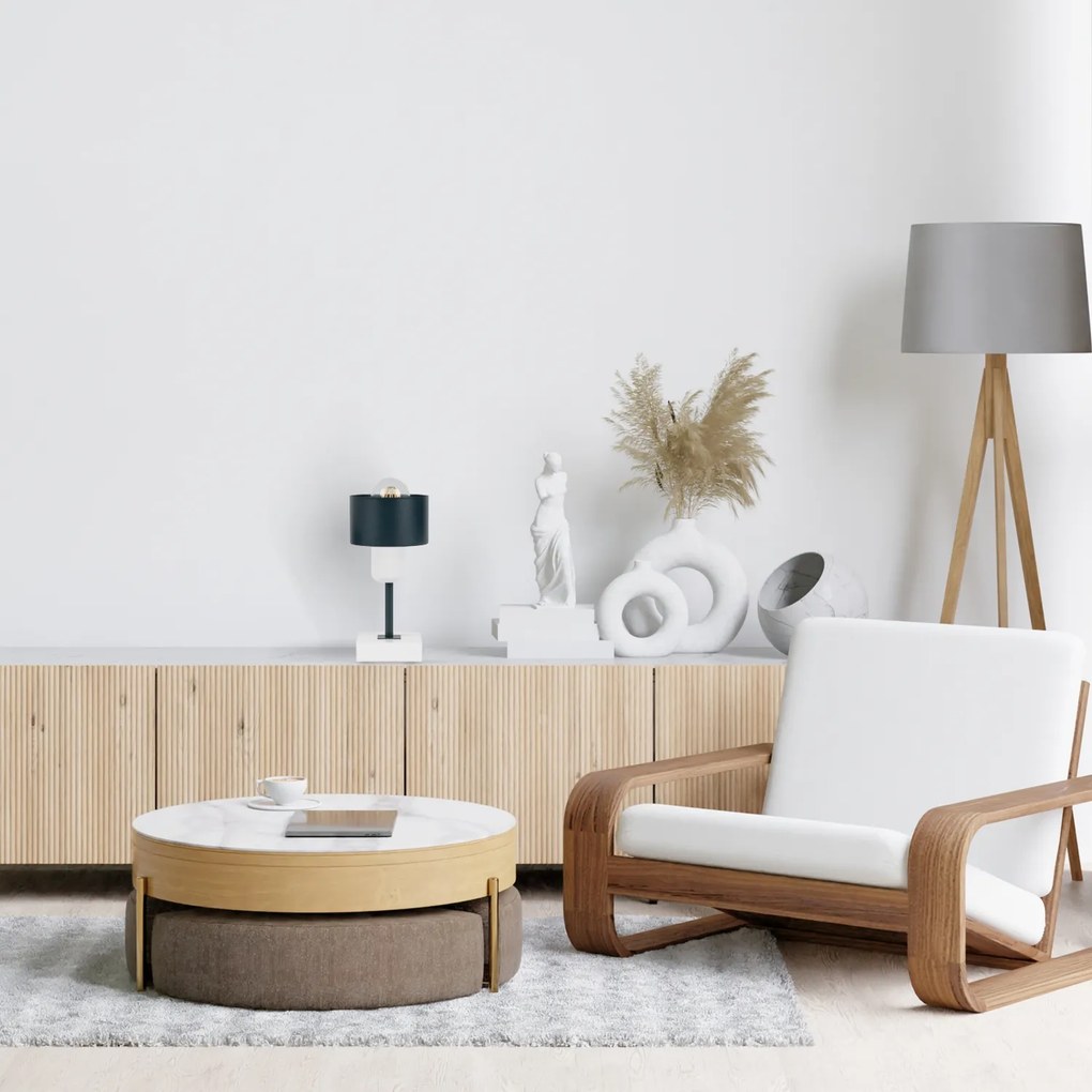 Antracytowo-biała lampka nocna stołowa DTI-AN10x10WE buk 1xE27