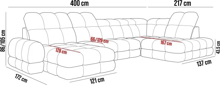 Narożnik TOLLO XL Lewostronny Elektryczna regulacja Tkanina ANTHOLOGY 01 WERSAL