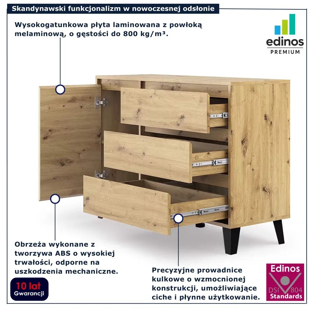 Nowoczesna komoda z szafką i szufladami dąb artisan K0-S29
