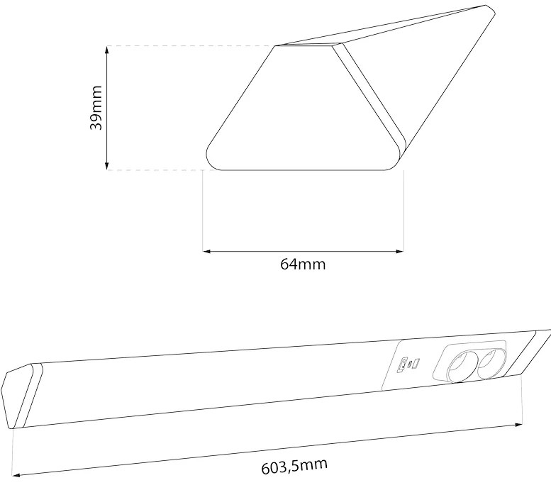 Lampa Podszafkowa Dual 18W 4000K USB-A/C + Gniazda 230V