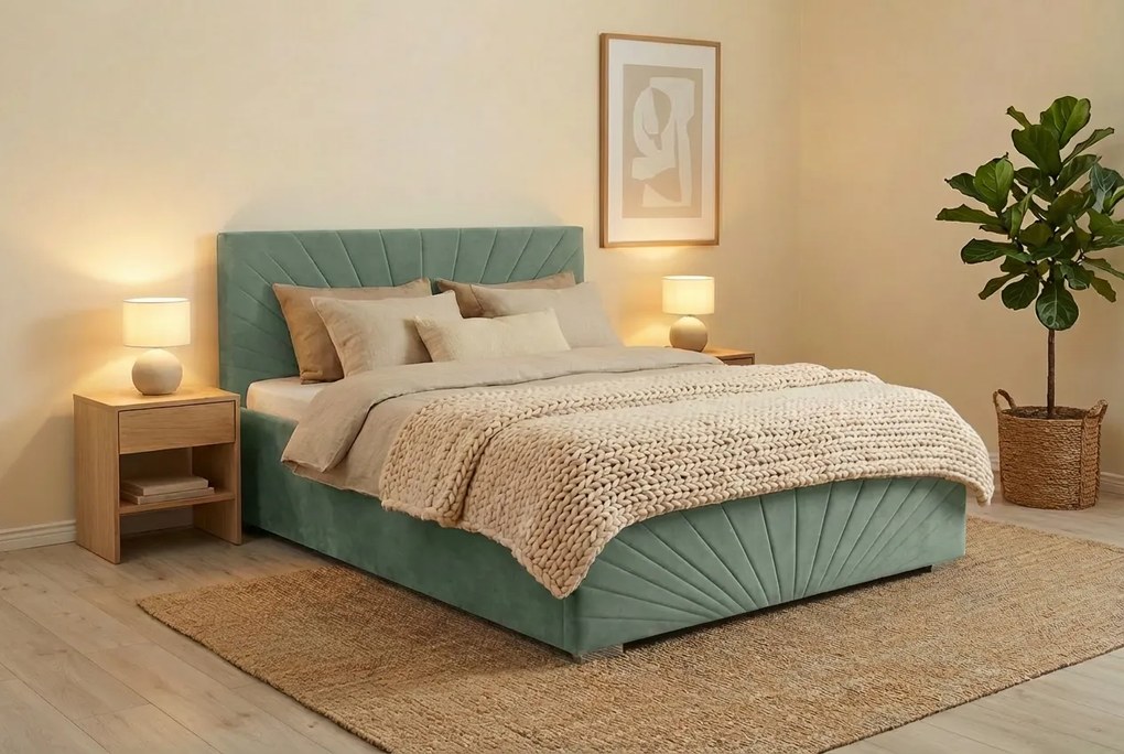 Łóżko OLEG 160x200 cm Miętowy Bez materaca