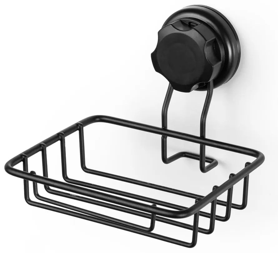 Czarna samoprzylepna mydelniczka Compactor Bestlock Black Soap &amp; Sponge Holder