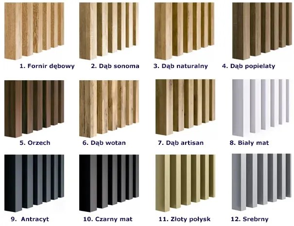 Lamele ścienne 12 szt. złoty połysk T5-B64