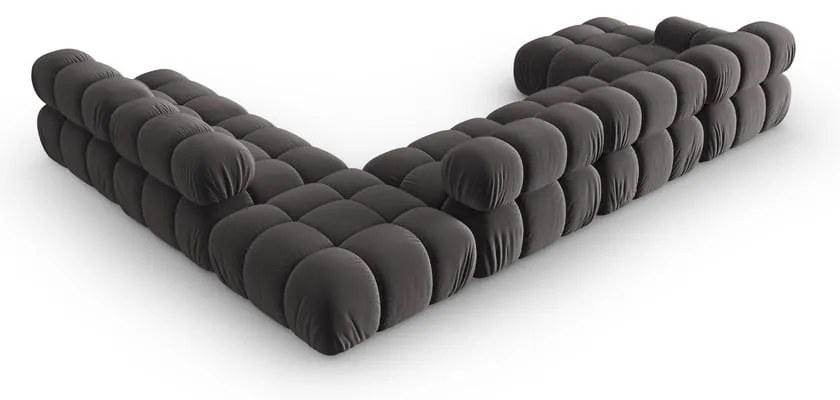 Ciemnoszara aksamitna sofa 379 cm Bellis – Micadoni Home