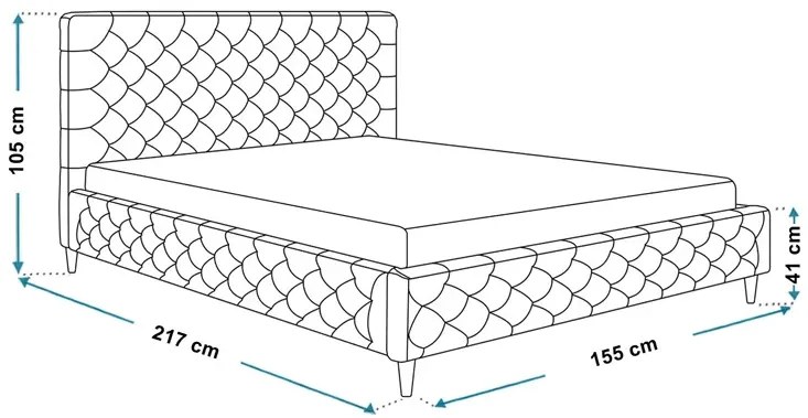 Pikowane łóżko z zagłówkiem 140x200 Cortis Begi 4A