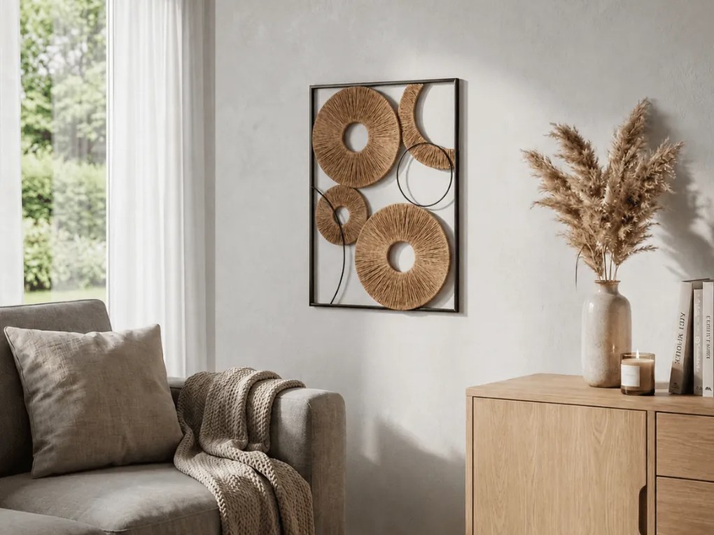 Dekoracja ścienna CIRCLES metalowa 48x68 cm, brązowa