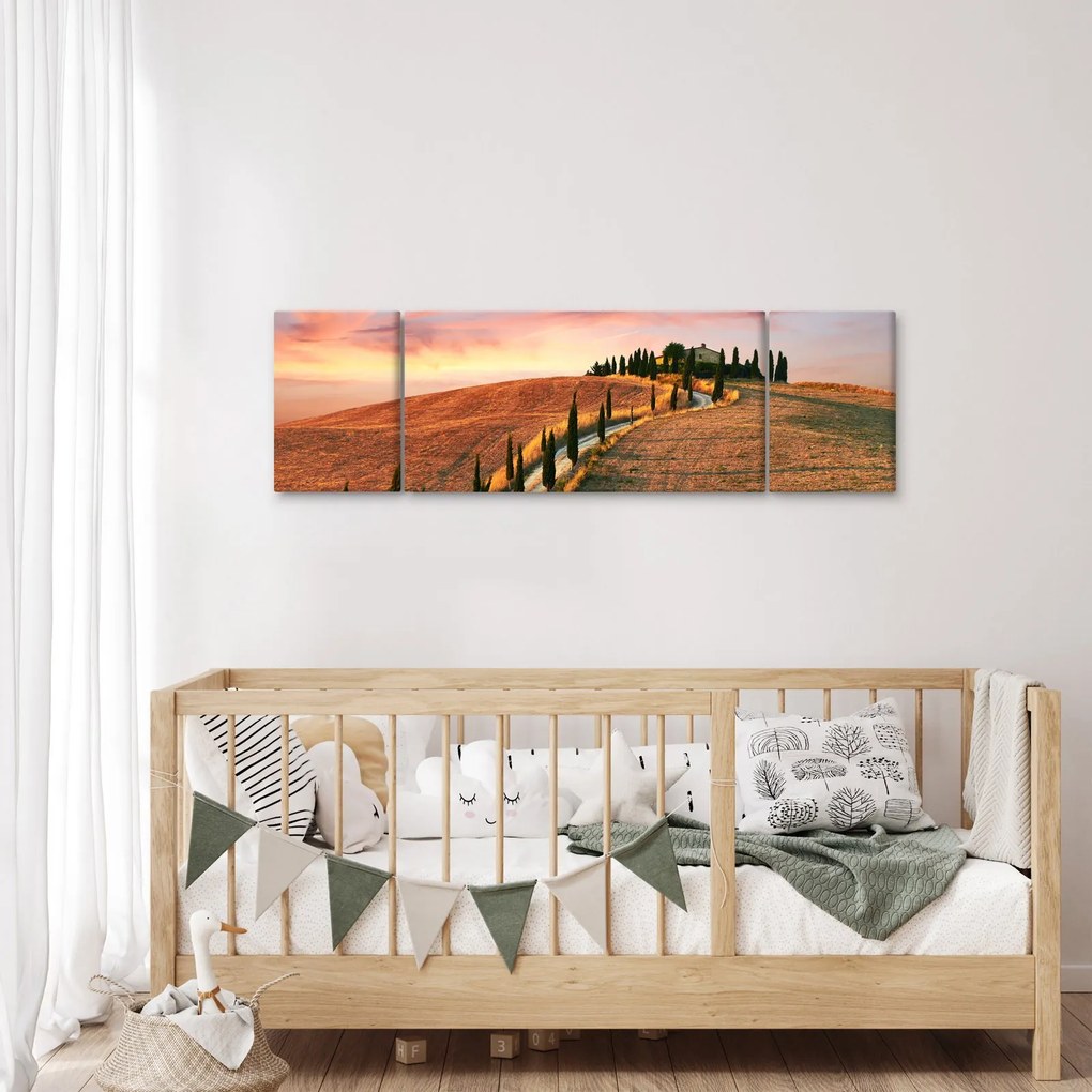 Obraz - Dom na wzgórzu, Toskania, Włochy (170x50 cm)
