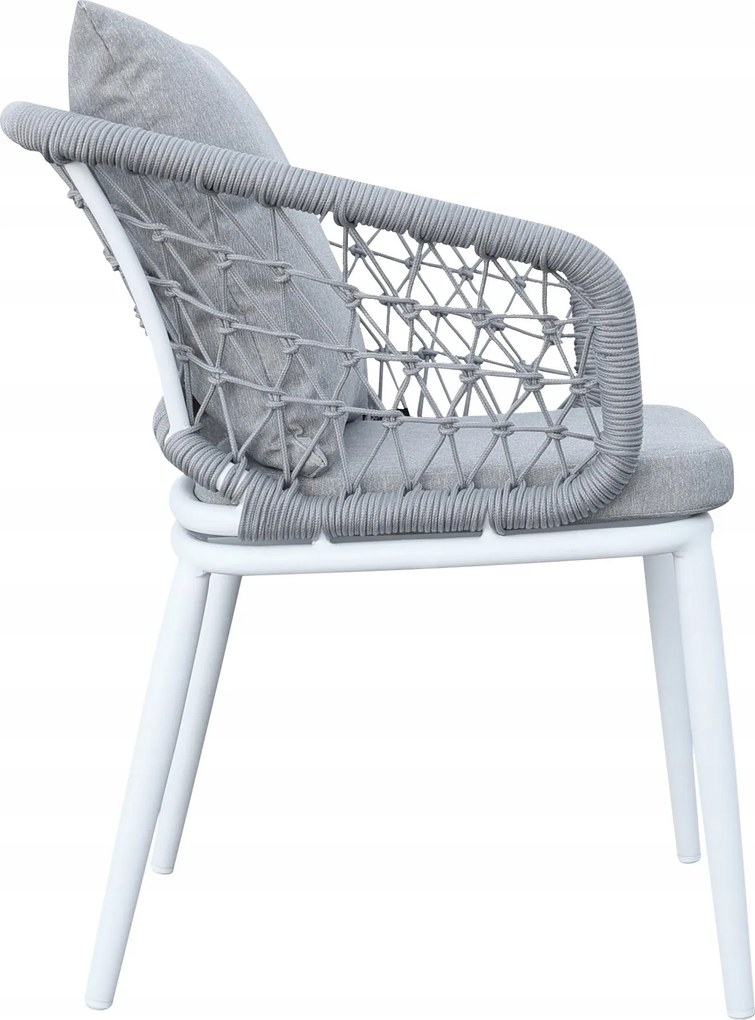Krzesło ogrodowe aluminiowe ze sznurkowym oplotem i lekką ramą 58x66x79 cm