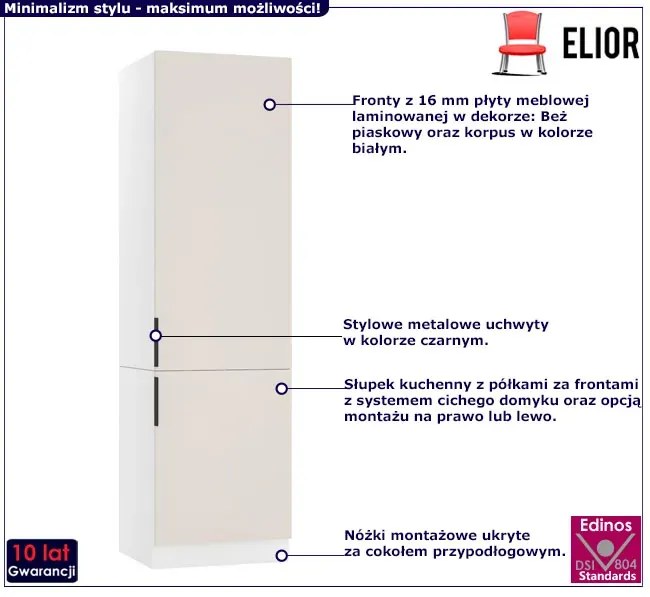Słupek kuchenny dwudrzwiowy 60 cm piaskowy beż - Bixor 39X