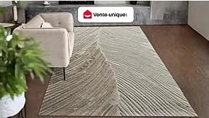 Dywan z wypukłym wzorem ręcznie tkany 100% wełny - 160 x 230 cm - 2200g/m2 - Kość słoniowa - SERAPHINA