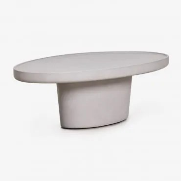 Owalny Stolik Kawowy Do Ogrodu 110x60 Cm Z Cementu Darwys Sand Grey - Sklum
